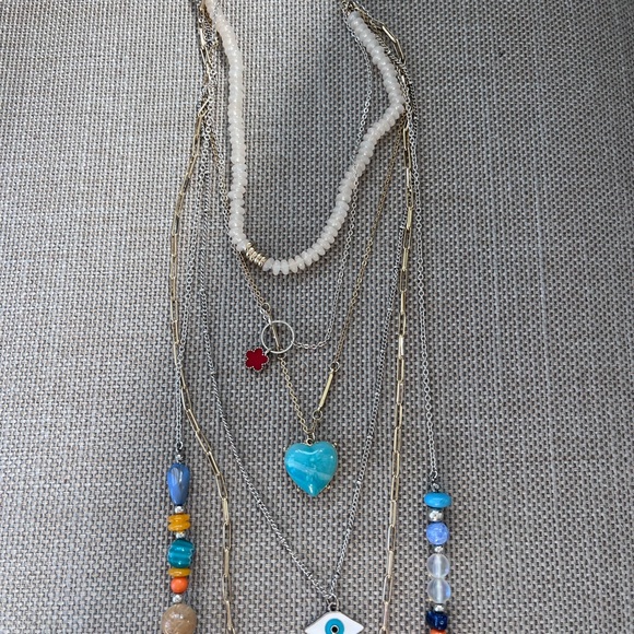 Free People multi strand Evil Eye Necklace featuring six necklaces in one! - Picture 4 of 10